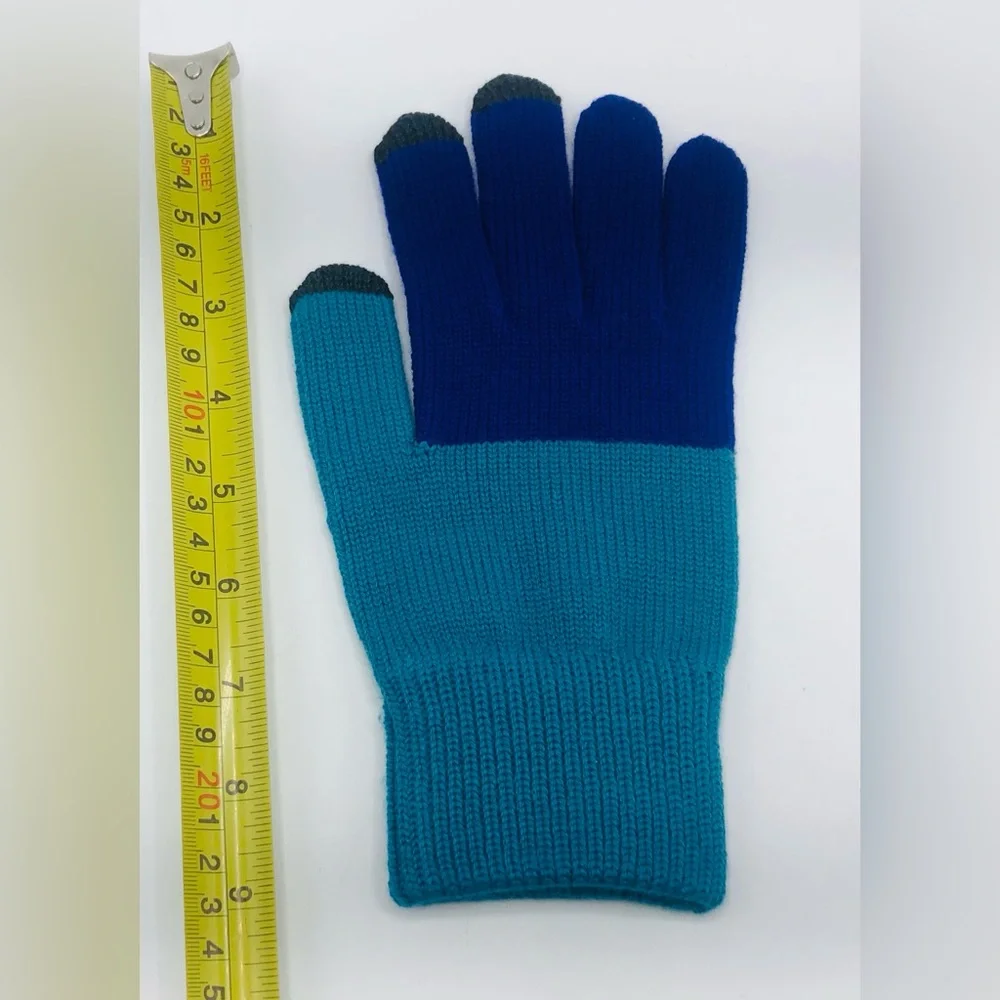 Verloop Color Block Touchscreen Gloves Mittens Green Blue Black Color OS